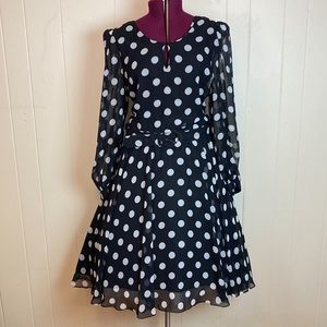 Vintage 90s Polka Dot Rockabilly Dress 22W Plus Size Dark Academia Teacher